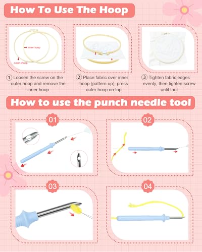FIVEIZERO DIY Punch Needle Kit for Beginners,Mountain View Punch Embroidery Kit with Patterns,Yarn Punch Needle Art Craft Kit for Adults,Punch Needling Starter Set for DIY Gift and Home Decor