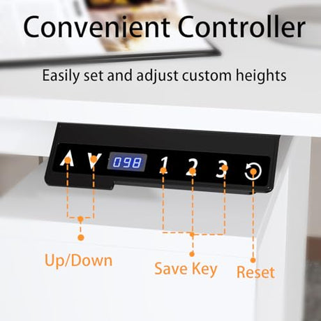 Homsee Electric Height Adjustable Standing Desk with Storage Cabinet, U-Shape Computer Desk with Drawer & Open Shelves for Home Office, Workstation Desk for Writing Study Executive, White Homsee