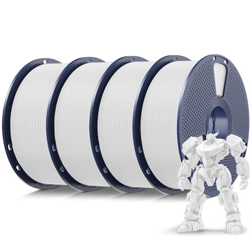 SUNLU 4kg PLA 3D Printer Filament Bundle, Neatly Wound PLA Filament 1.75 mm, Dimensional Accuracy +/- 0.02mm,Good Vacuum Packaging Filaments,4kg in Total,1kg per Spool,4White