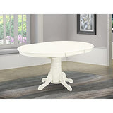 East West Furniture AVT-LWH-TP Avon Dining Room Table - an Oval kitchen Table Top with Butterfly Leaf & Pedestal Base, 42x60 Inch, Linen White East West Furniture