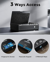 AINIRO Gun Safe for Pistols - Biometric Gun Safe for Handgun, Quick-Access Gun Lock with Fingerprint Identification or Key Pad, Firearm Storage Home Bedside Nightstand Car AINIRO