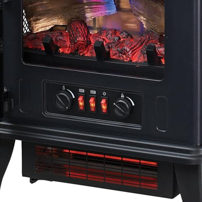 duraflame® 3D Infrared Quartz Electric Fireplace Stove Heater, Black