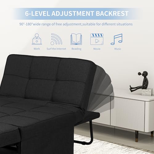 Ainfox Convertible Sofa Bed, 4 in 1 Multi-Function Folding Ottoman Bed with Adjustable Backrest, Modern Futon Couch No Assembly for Living Room Apartment Office Small Space (Black) Ainfox