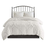 Madison Park Tufted Chenille Cotton Comforter, All Season Bedding Set, Matching Shams, Viola, Damask Off White King/Cal King(104"x92") 3 Piece Madison Park