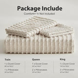 WARMDERN Boho Duvet Cover Set King Size,Khaki Striped Duvet Cover Microfiber Bedding Set,3PCS Ultra Soft Breathable Lightweight Tuft Texture Pattern Duvet Covers with Zipper Closure(Khaki,King) WARMDERN