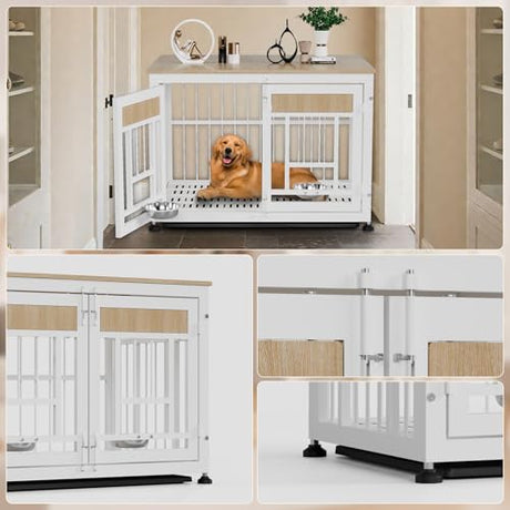 Heavy Duty Dog Crate Furniture for Large Dog, 48 Inch Decorative Pet House End Table, Extra Large Wooden Cage Kennel Furniture Indoor OLYMSOLD