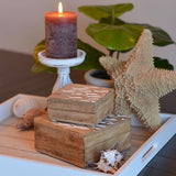 WHW Whole House Worlds Cape Cod Boxes, Set of 2, Keepsake and Trinkets, Natural Wood with Carved White Fish Accents, Nesting, Hinged, 5.5 and 4 Inches WHW Whole House Worlds