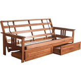 HomeStock Asian Allure Fusion Futon Wood Frame Classic Style with Mission Style Arms with Solid Pattern with Foldable Feature for Lounge Room with Tight Back Full Frame with Drawers/Barbados HomeStock