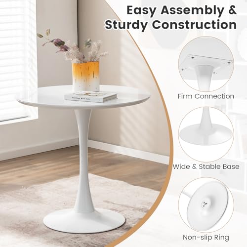 Tangkula Round Dining Table Set for 4, Kitchen Table Set with Padded Seat & Solid Wood Legs, Round Kitchen Table and Chairs for Small Space, Black (White) Tangkula