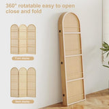 Rattan Room Divider with Bookshelf,Foldable Privacy Screen Partition,Wooden Frame,Natural Portable for Living Room,Bedroom Home,Office Reading Nook (Natural, 3 Panels) Svimi