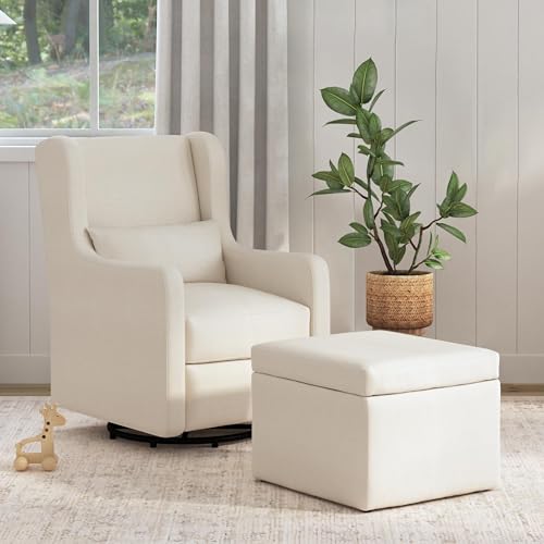 Carter's by daVinci Adrian 360° Swivel Glider Chair w/ Storage Ottoman - Water & Stain Resistant Rocking Chair Glider - GREENGUARD Gold & FSC Certified Glider Rocking Chair for Nursery & Living Room DaVinci