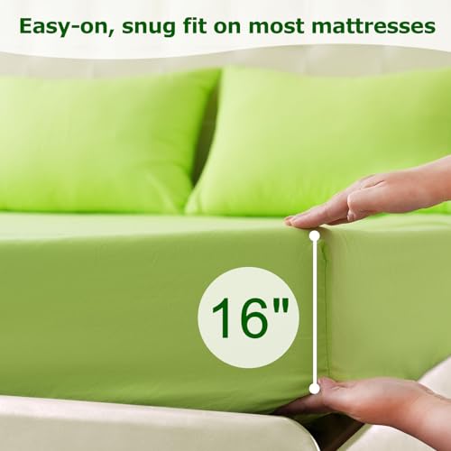 Homilay Twin Size Bed Sheet Set - 3 Piece Soft Microfiber Sheets with Deep Pockets, Cooling Technology, and Wrinkle-Free Pillowcase. Hotel-Quality, Durable Bedding, Sharp Green Homilay