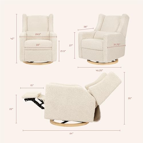 Kiwi Glider Recliner w/Electronic Control and USB | in Almond Teddy Loop w/Light Wood Base, Greenguard Gold Certified