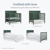 Dream On Me Bellport 4-in-1 Convertible Mini Baby Crib, Compact Design in Safari Green, GreenGuard Gold & BSA, Non-Toxic, Pinewood, Converts to Mini Daybed & Twin Bed, 1″ Mattress Pad