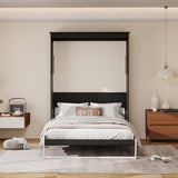 TrendTerrace Black Wood Full Size Murphy Bed: 61'' Space-Saving Wall Bed Cabinet Full for Multipurpose Area, Bedroom/Guest Room/Living Room, (Mattress Not Included) Wall Beds TrendTerrace