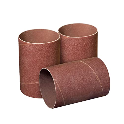 POWERTEC 11215 4.5 Inch Sanding Sleeves for Spindle Sander | 120 Grit | Aluminum Oxide Sandpaper Diameter 3 Inch – 3 Pack POWERTEC