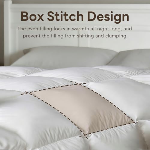 Goose Feather Down Fiber Comforters Oversized King Size, Extra Fluffy White Duvet Insert, Ultra-Soft, Breathable, Noiseless, All Season Hotel Luxury Bedding Comforters 120"x98" DOWNFORT