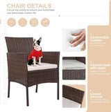 Shintenchi 4 Piece Outdoor Patio Furniture Sets, Small Wicker Patio Conversation Furniture Rattan Chair Set with Tempered Glass Coffee Table for Backyard Porch Garden Poolside Balcony Shintenchi