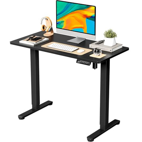 JOY worker Small Electric Standing Desk, 40" x 20" Whole Piece Height Adjustable Desk with Memory Controller, Black Sit to Stand Workstation for Home Office JOY worker