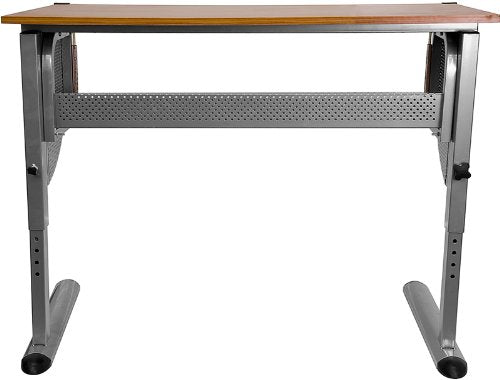 EMMA + OLIVER Adjustable Drawing and Drafting Table with Pewter Frame EMMA + OLIVER