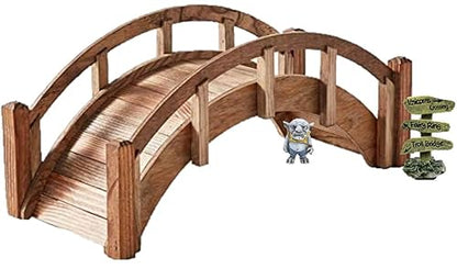 SamsGazebos Miniature Japanese Wood Garden Bridge, Treated, Assembled, 25" Long X 11" Tall X 11-1/2" Wide, Made in USA - WoodArtSupply