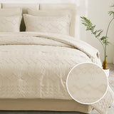 EMME Twin Comforter Set - 5 Pcs Beige Boho Bedding Sets, Tufted Comforter with Sheets, Shabby Chic Embroidery Twin Bed Set Fluffy Bed Bag for All Season(68"X90") EMME