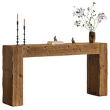 TRIBEWOOD Solid Wood Console Table, 63-Inch Farmhouse Sofa Table Behind Couch for Entryway, Living Room, Foyer, Easy Assembly (Rustic Brown) TRIBEWOOD