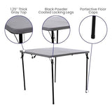 Flash Furniture Dunham 2.83' Square Plastic Folding Event Table with Carrying Handle, Bi-Fold Portable Banquet Table for Indoor/Outdoor Events, Gray Flash Furniture