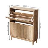 Kiasthome 2 Flip Drawer Shoe Storage Cabinet, Wooden Shoe Organizer with Ventilated Slatted Doors for Entryway, Hallway, Living Room (Wood, 31.5" W) Kiasthome