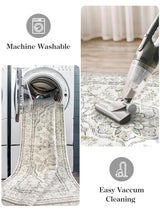 Lahome Oriental Washable Hallway Runner Rug,2.5x8 Boho Rug Runners for Hallways Non Slip,Runner Rug for Entryway Indoor,Traditional Thin Carpet Runner for Kitchen Laundry Bathroom,(8ft,Beige) Lahome