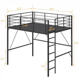 Realhotan 75Inch Queen Loft Bed with Ladder and High Guardrail, No Box Spring Required,Space-Saving,No Sagging Metal Slat Support Heavy Duty Bedframe, Black Realhotan