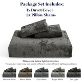 PHF Truly Velvet Duvet Cover Set King Size, 3pcs Ultra Soft Breathable Comforter Cover Set, Luxury Cozy Flannel Duvet Cover with Pillow Shams Bedding Collection, 104" x 90", Dark Gery PHF
