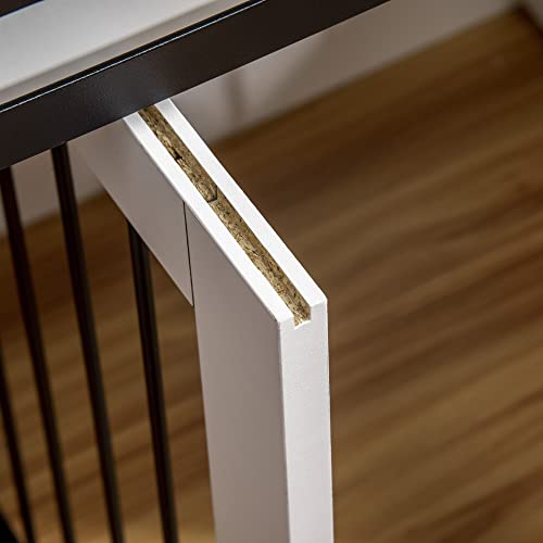 PawHut Dog Crate Furniture with Divider, Dog Crate End Table for Small to Large Dogs, Large Indoor Dog Kennel with Double Doors, 47" W x 23.5" D x 35" H, White PawHut