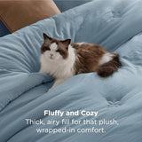 Bedsure Queen Comforter Set Mineral Blue, Soft Prewashed Queen Size Bedding, Quilted Comforter with Clover Design, Down Alternative Comforter for All Seasons, 3 Pieces Bed Set with 2 Pillow Shams Bedsure