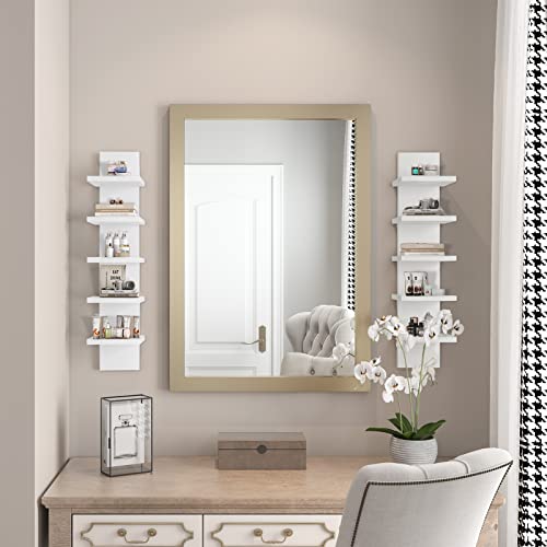 Bloddream 5 Tier Wall Shelves White, Vertical Column Shelf Floating Storage Home Decor Organizer Tall Tower Design Utility Shelving Bedroom Living Room, 30.7, 31