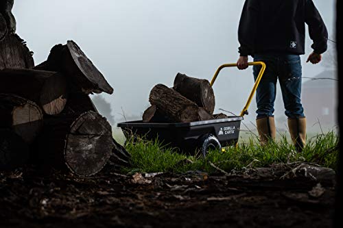 Gorilla Carts GCR-4 Poly Dump Cart, 2-Wheel Garden Wagon with Foldable Handle, 4 cu ft, 300 lb. Capacity, Black/Yellow Gorilla Carts