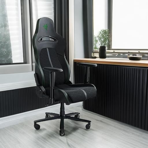 Razer Enki X Essential Gaming Chair: All-Day Comfort - Built-in Lumbar Arch - Optimized Cushion Density - Dual-Textured, Eco-Friendly Synthetic Leather - Adjustable 152-degree Recline - Black Razer