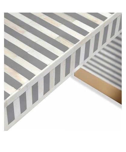 HANSA IT’S WORTH IT Bone Inlay Console Table Waterfall Natural Bone Design Entryway Classic Console Table Striped Pattern Sturdy Furniture(Grey & White) HANSA IT’S WORTH IT