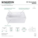 Aqua Eden VTAP543023L 54-Inch Acrylic 3-Wall Alcove Tub with Arm Rest and Left Hand Drain Hole, White Kingston Brass