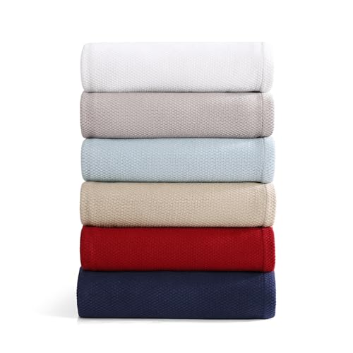 Tommy Hilfiger - King Cotton Blanket, Textured Pique Weave Bedding, Medium Weight Soft Blanket, Anti-Pilling & Fade Resistant, Ideal for Layering, Oeko-TEX Certified (Red) Tommy Hilfiger