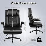 VENDORZ Big and Tall Office Chair, Ergonomic Leather Office Computer Desk Chair, Black Heavy Duty Office Chair with Flip-up Armrest, Comfortable High Back Home Chair 400 LBS with Lumbar Support VENDORZ