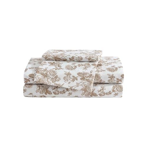 Betsey Johnson - Twin XL Bed Sheets, Soft & Lightweight Bedding, Fade & Wrinkle Resistant, Dorm Essentials (Garden Toile Brown) Betsey Johnson