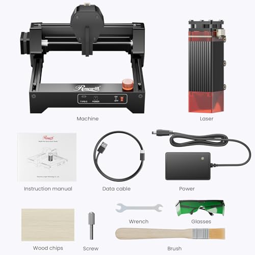 Rosewill Mini Laser Engraver, 3.5W Diode Laser Engraving & Cutting Machine, 12000mm/min High Speed, 0.04mm Compressed Spot,130x140mm Engraving Area Compatible with LightBurn & LaserGRBL Rosewill