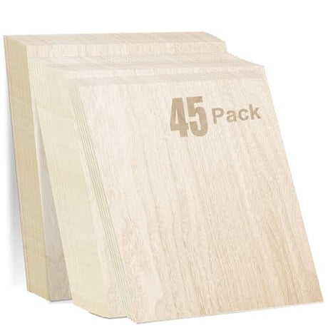 Baltic Birch Plywood Sheets Box of 45 - Laser Engraving Cutting, Scroll Saw Nature Veneer Color, Stronger Than Basswood, A/A Grade,12 x 12 x 1/8”, 3mm Thickness Perfect for Wood Burning Frylr