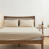 Simple&Opulence Belgian Linen Sheet Set Solid Color - 4 Pieces (1 Flat Sheet, 1 Fitted Sheet & 2 Pillowcases) Natural Flax Cotton Blend Soft Breathable Farmhouse Bedding - Full Size, Linen/Beige Simple&Opulence