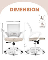 NEO CHAIR Office Desk Computer Chair Ergonomic Mesh Gaming Mid Back Seat with Comfy Lumbar Support Adjustable Height Swivel for Home Task (Beige) NEO CHAIR