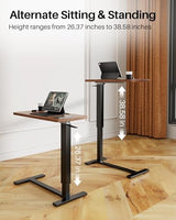 Hovadova Foldable Overbed Table with Wheels, Pneumatic Adjustable Overbed Bedside Table, Mobile Standing Desk, Hospital Bed Tables Over The Bed, Rolling Laptop Desk with Casters for Home Office Hovadova