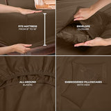 ROYALE LINENS 4 Piece Full Sheets Set - Soft Brushed 1800 Microfiber Bedding - 1 Fitted, 1 Flat Sheet, 2 Pillow Cases - Wrinkle Free & Fade Resistant - Hotel Luxury Bed Sheets (Chocolate Brown, Full) ROYALE LINENS
