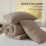 Bedsure Queen Comforter Set, Brown Soft Prewashed Bedding for All Seasons, 3 Pieces GentleSoft™ Bed Set, 1 Lightweight Comforter (90"x90") and 2 Pillowcases (20"x26") Bedsure