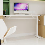 roomfitters 47" Adjustable Height Study Desk – Compact Multi-Purpose Desk, Manual Crank Standing Desk with 330 lbs Load Capacity, White roomfitters